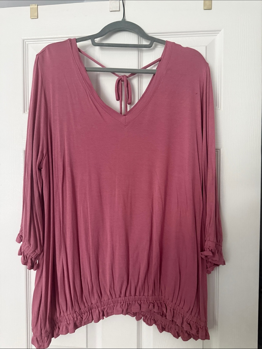 Lane Bryant Mauve V-Neck Tie-Back Blouse